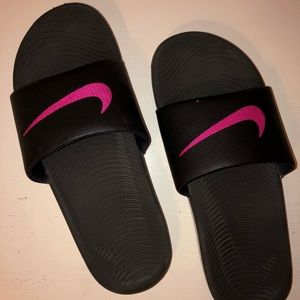 Black & Pink Nike Slides